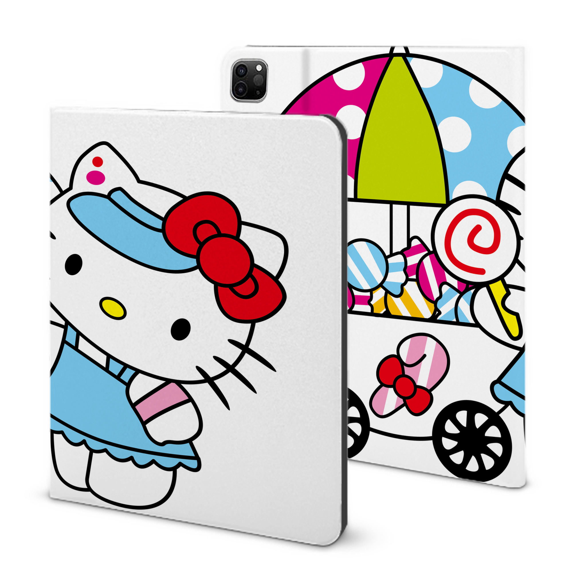 （画像用） Hello Kitty ハローキティ IPad ケース ブック型 PUレザー TPU 耐衝撃 軽量 薄型 ペン収納なし 全面保護 IPad 各モデル対応